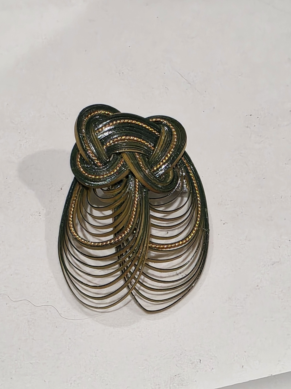 Vintage Wicker Gold and Green Brooch